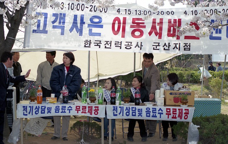 벚꽃축제를 맞이해 고객사은 이동서비스를 하는 한국전력공사 직원분들