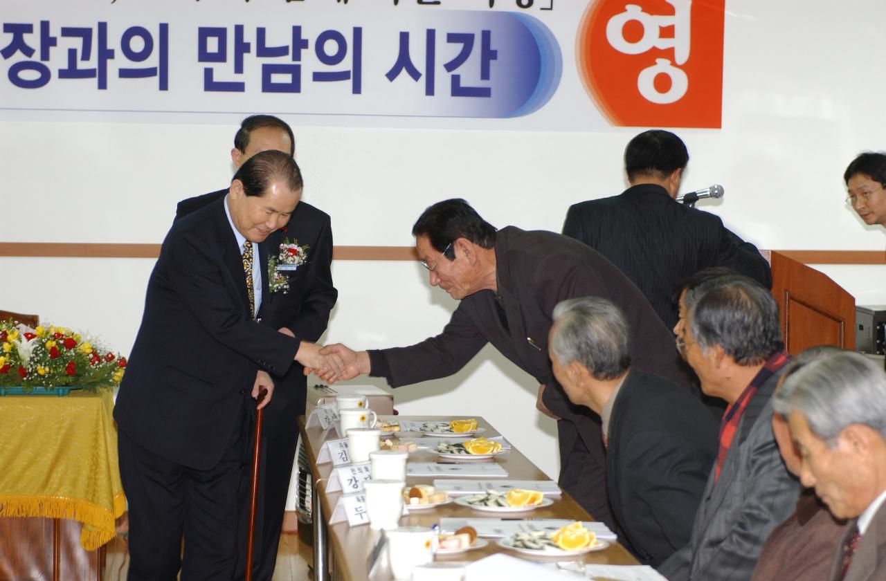 시장님의 회현면 연두순시에 시민들과 인사하는 모습3