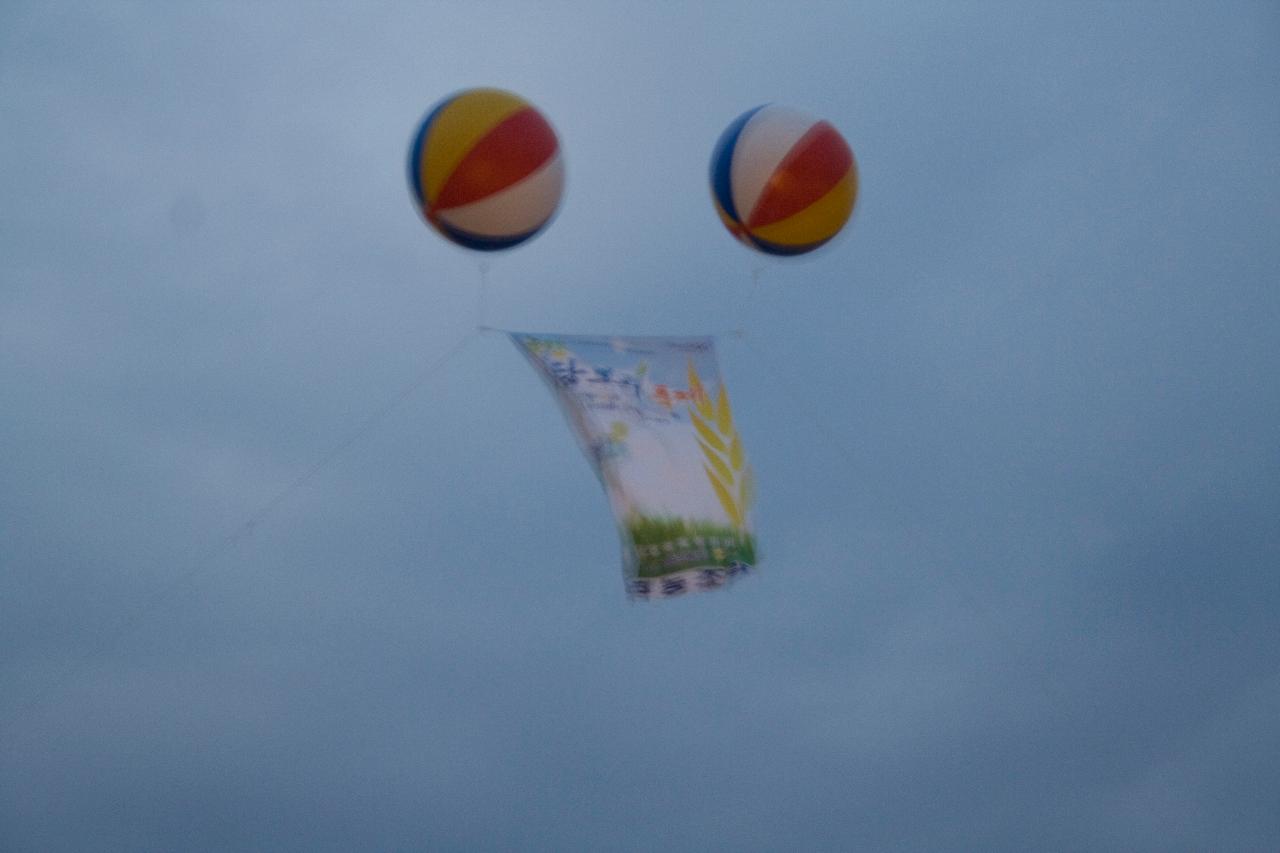 꽁당보리축제 홍보 현수막을 달은 풍선2