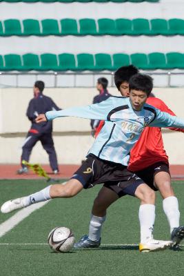 축구공을 차지하기 위해 애쓰는 선수들2