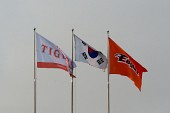 기아타이거즈,태극기,한화이글스의 깃발이 걸려있는 사진사진(00046)
