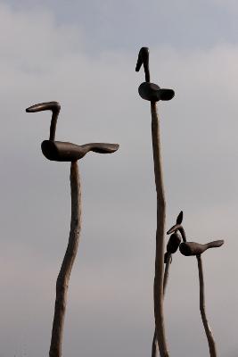 군산세계철새축제장을 꾸민 솟대 모습