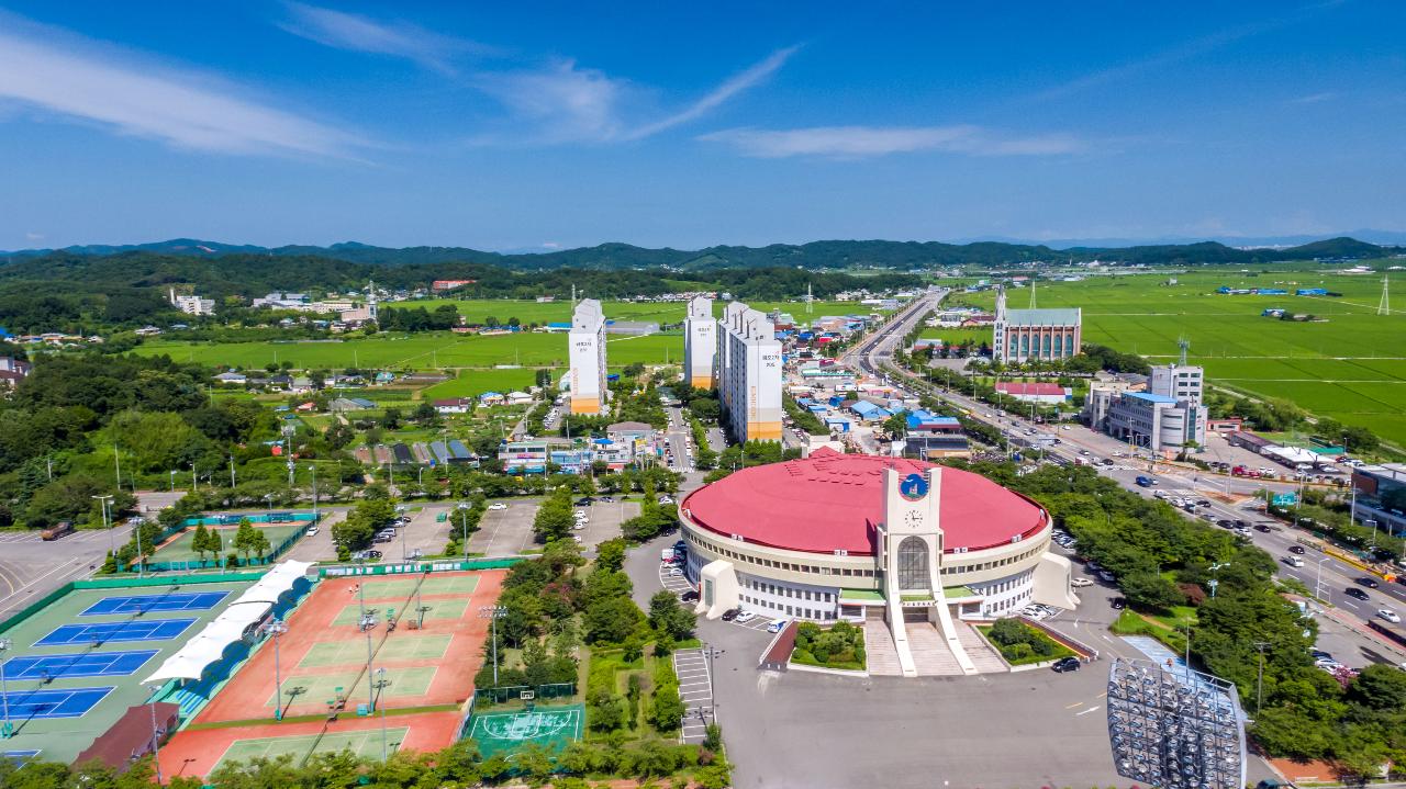 월명체육관,옥산저수지,은파호수공원 드론 촬영